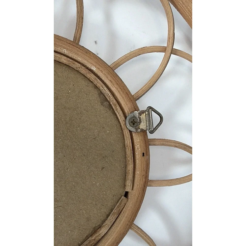 Rattan‎ Mirror Set of 2 round Swirls Boho Style Mirror Beach house Decor 9.5